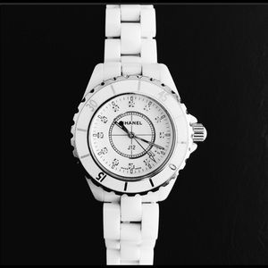 CHANEL J12 white ceramic watch with diamonds 33 mm